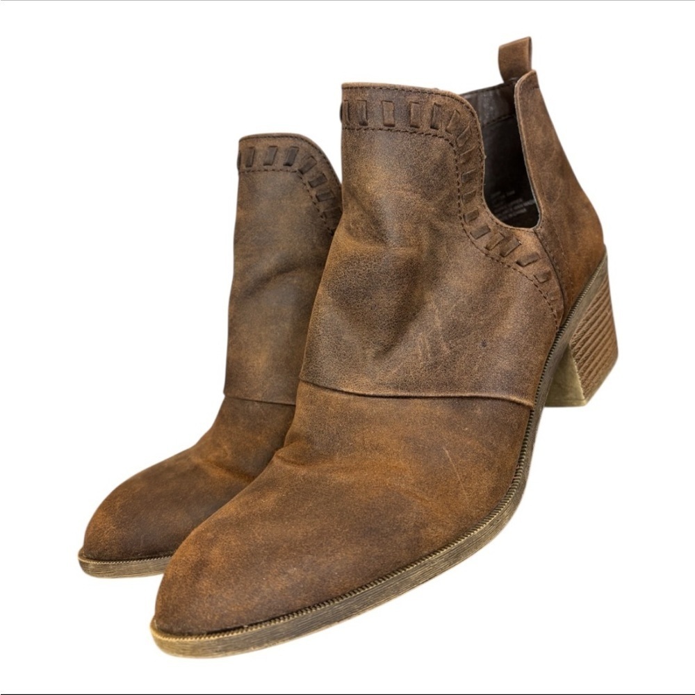 Rock & Candy Lipton Brown Microsuede Chelsea Ankle Boot with a Bloch Heel
